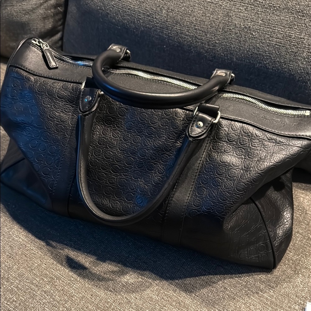 Salvatore Ferragamo Gancini travel Bag with Leather Trim and Metal Hardware